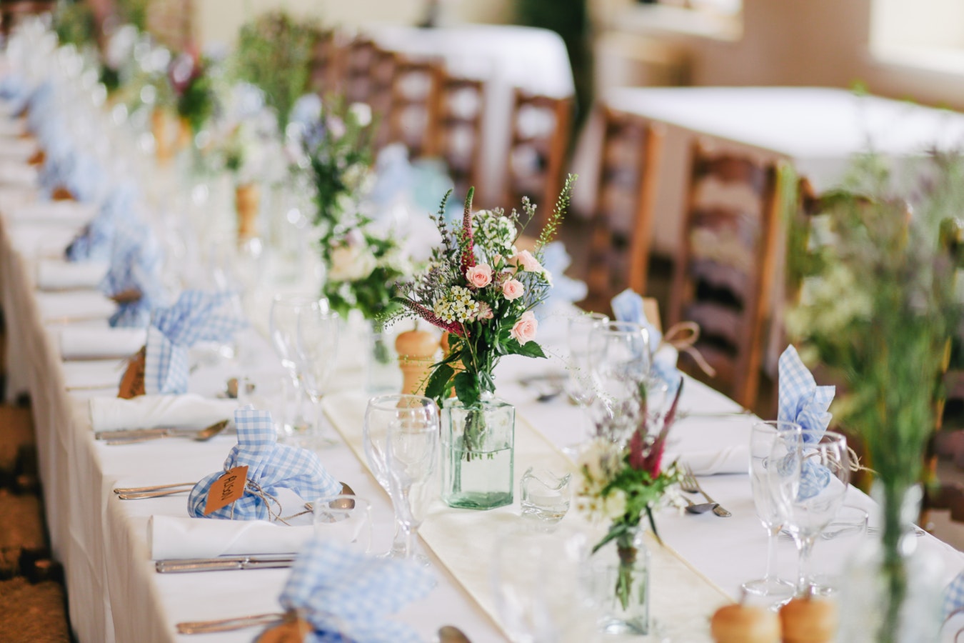 Beautiful Flowers on a table for a wedding